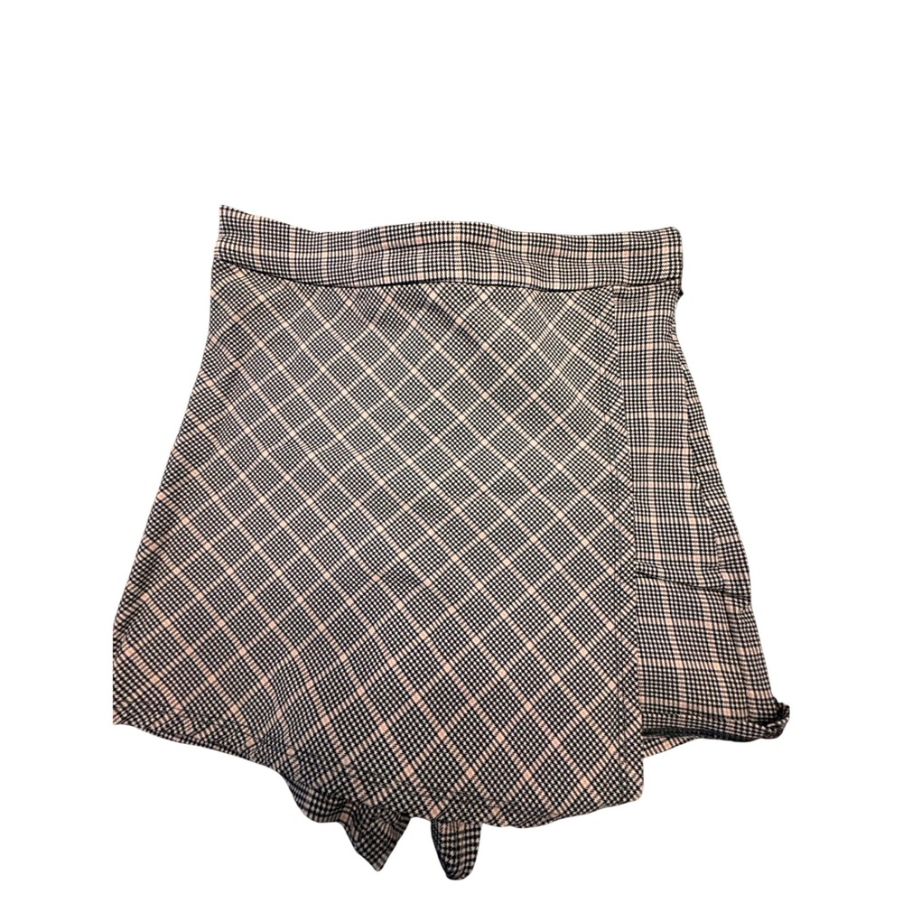 Garage Girls Pink Black Plaid Skort High Waisted Glen Check Wrap Front Size XS